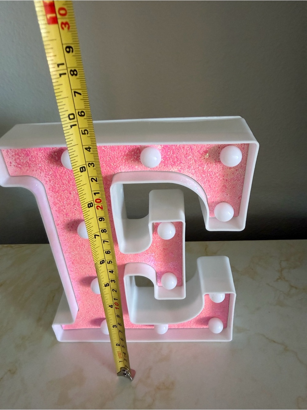 Sparkly Pink Glitter Marquee Light - Letter "E" - Picture 3 of 5